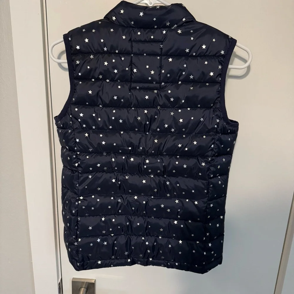 NWT GAP girls XL puffy vest navy blue with silver stars primaloft puffer pockets